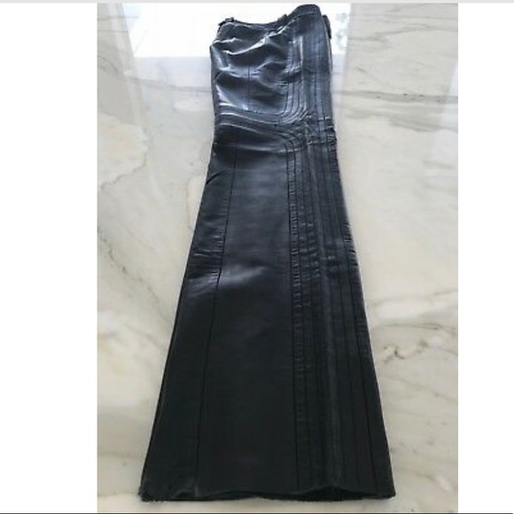 DKNY BLACK LEATHER BIKER STITCHING PANTS SIZE US 6 - Picture 4 of 16